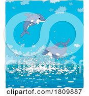 Poster, Art Print Of Licensed Clipart Cartoon Dolphins Jumping
