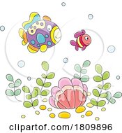 Poster, Art Print Of Licensed Clipart Cartoon Fish Over A Shell
