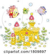 Licensed Clipart Cartoon Fish Over A Castle