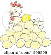 Poster, Art Print Of Licensed Clipart Cartoon Hen With A Golden Egg