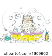 Poster, Art Print Of Licensed Clipart Cartoon Fat Cat Taking A Bath