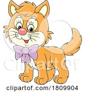 Licensed Clipart Cartoon Kitten Wearing A Bow