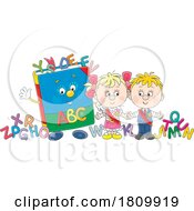 03/26/2024 - Licensed Clipart Cartoon School Kids With An Alphabet Book