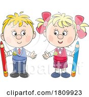 Licensed Clipart Cartoon School Kids With Pencils