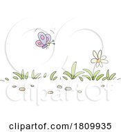 Poster, Art Print Of Licensed Clipart Cartoon Butterfly And Flower