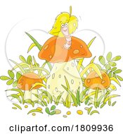 Poster, Art Print Of Licensed Clipart Cartoon Worm In A Mushroom