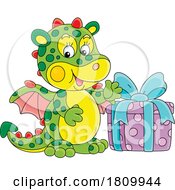 Poster, Art Print Of Licensed Clipart Cartoon Cute Dragon With A Present