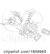 03/28/2024 - Licensed Clipart Cartoon Flying Stork Mail Courier