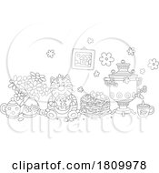 Licensed Clipart Cartoon Fat Cat Eating Pancakes by Alex Bannykh #COLLC1809978-0056