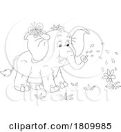 Poster, Art Print Of Licensed Clipart Cartoon Cute Elephant Watering A Flower