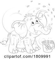 Licensed Clipart Cartoon Cute Elephant Spraying Water