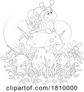 Poster, Art Print Of Licensed Clipart Cartoon Happy Snail On A Mushroom