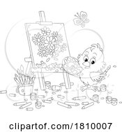 Licensed Clipart Cartoon Chick Painting Spring Flowers