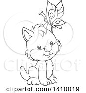 Licensed Clipart Cartoon Kitten And Butterfly