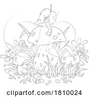 Licensed Clipart Cartoon Worm In A Mushroom