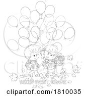 Poster, Art Print Of Cartoon First Grader School Kids With Balloons And Text