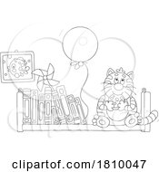 04/02/2024 - Licensed Clipart Cartoon Cat Eating Salame On A Shelf