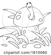 04/03/2024 - Licensed Clipart Cartoon Happy Worm In A Mushroom