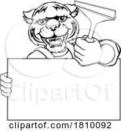 Poster, Art Print Of Window Cleaner Tiger Car Wash Cleaning Mascot