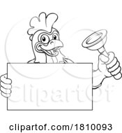 Poster, Art Print Of Plumber Chicken Plunger Cartoon Plumbing Mascot
