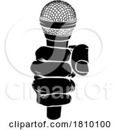04/04/2024 - Fist Hand Holding Mic Microphone Cartoon Icon