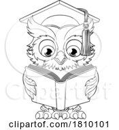 Poster, Art Print Of Wise Owl Cartoon Old Teacher Reading Book