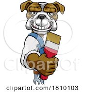 Bulldog Painter Decorator Holding Paintbrush