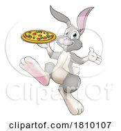 Easter Bunny Rabbit Cartoon Pizza Restaurant Chef by AtStockIllustration