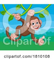 Monkey Singing On Jungle Vines Thumbs Up Cartoon