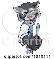 Poster, Art Print Of Wolf Electrician Handyman Holding Screwdriver