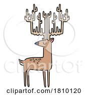 Poster, Art Print Of Cartoon Stag With Huge Antlers