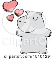 Poster, Art Print Of Cartoon Hippo In Love