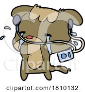 Cartoon Sad Dog Listening To Music by lineartestpilot