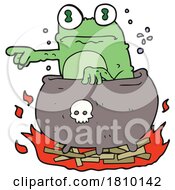 Cartoon Halloween Toad In Cauldron