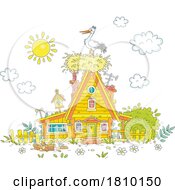 04/06/2024 - Licensed Clipart Cartoon Stork Nesting On A House