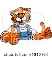 Poster, Art Print Of Tiger Mascot Plumber Mechanic Handyman Worker