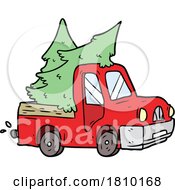 Cartoon Pickup Truck Carrying Trees