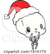 Poster, Art Print Of Christmas Sticker Cartoon Of Kawaii Skeleton