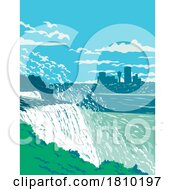 Niagara Falls On The Niagara River In Southern Ontario Canada WPA Poster Art