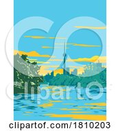04/08/2024 - Toronto Island Park With Toronto Skyline On Lake Ontario Canada WPA Poster Art