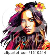 Colorful Woman With Hibiscus Flowers