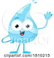 Water Drop Mascot Waving Licensed Clipart Cartoon