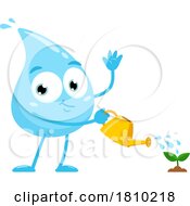 Water Drop Mascot Watering A Plant Licensed Clipart Cartoon