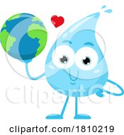 Water Drop Mascot Holding Earth Licensed Clipart Cartoon