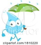 Water Drop Mascot With An Umbrella Licensed Clipart Cartoon