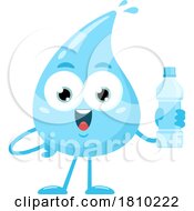 Poster, Art Print Of Water Drop Mascot With A Bottle Licensed Clipart Cartoon