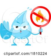 Water Drop Mascot With A No Fire Sign Licensed Clipart Cartoon