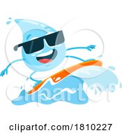 Water Drop Mascot Surfing Licensed Clipart Cartoon