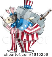 Poster, Art Print Of Dueling Democratc Donkey And Republican Elephant Licensed Clipart Cartoon