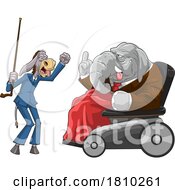 Old Republican Elephant And Democratic Donkey Fighting Licensed Clipart Cartoon